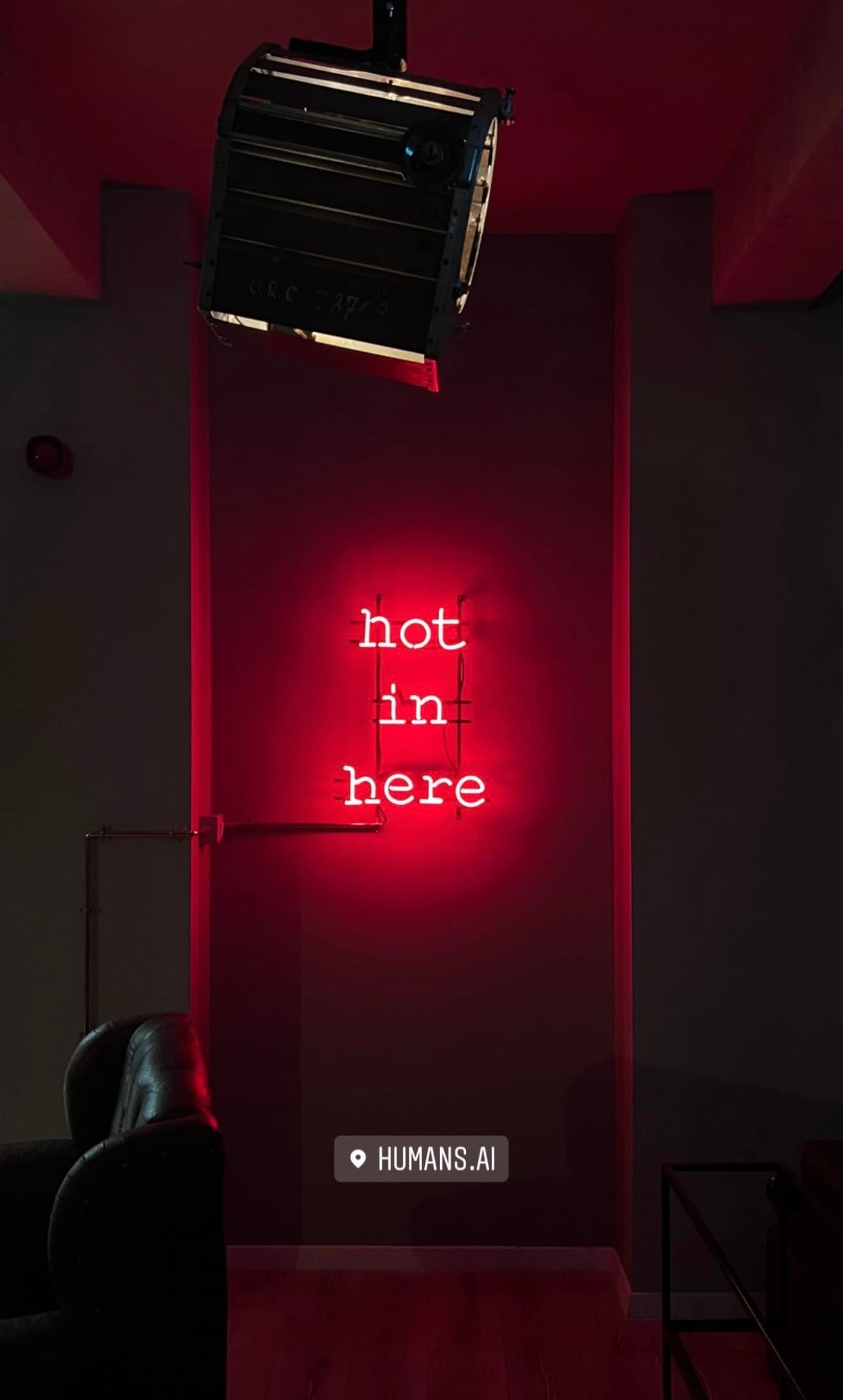 Hot in here neon sign at the Humans.ai office